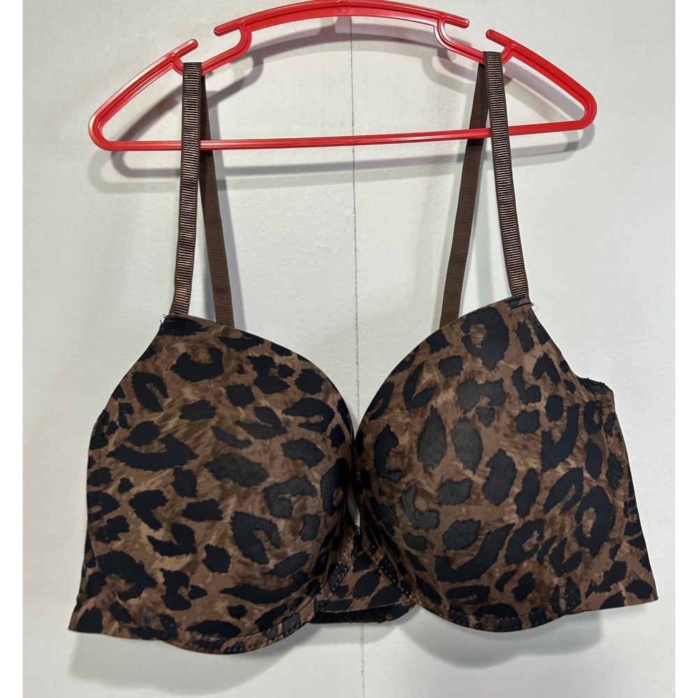 Nine West T-Shirt Bra Womens 38C Brown Leopard Print Underwire Adjustable Straps